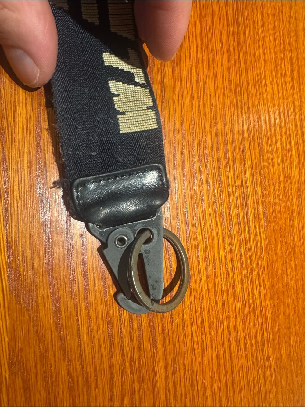 Off-White Industrial Logo Wristlet Keychain Black Beige Strap Key Ring - Picture 6 of 6